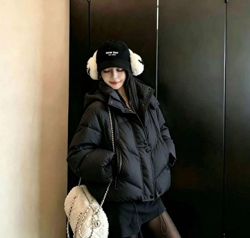 Thick Quilted Down Cotton Loose Puffer Jacket for Women