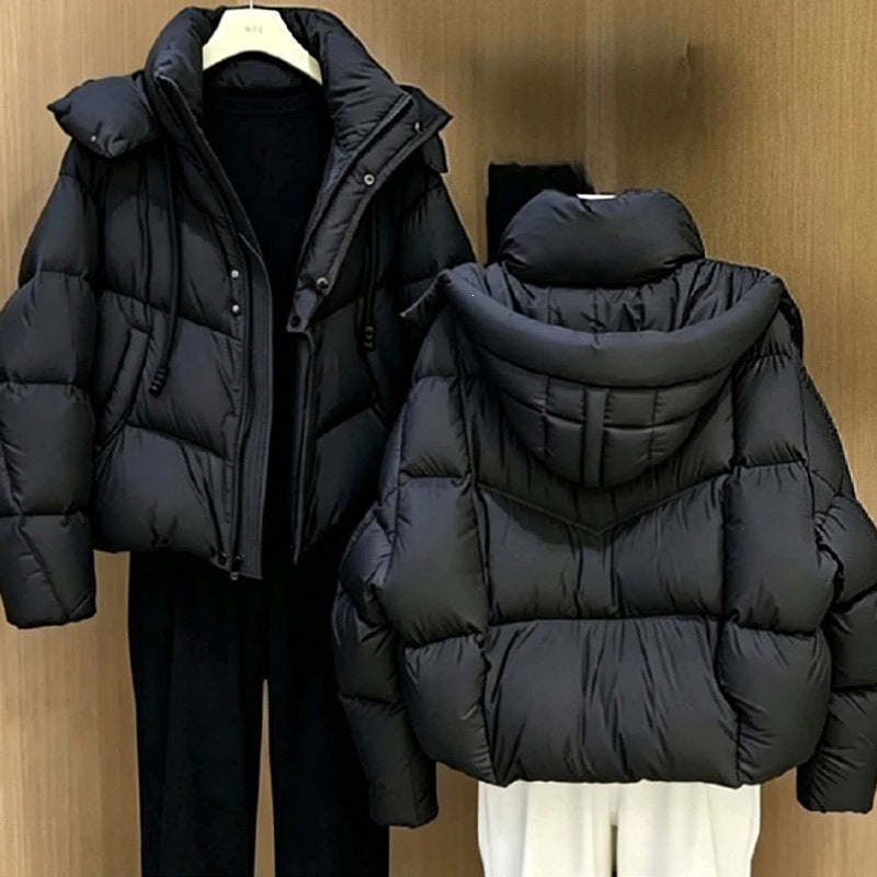 Thick Quilted Down Cotton Loose Puffer Jacket for Women