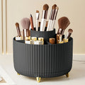 Rotating Makeup Organizer - Durable Plastic Cosmetic Storage Holder with 5 Compartments for Brushes, Lipsticks, Skincare